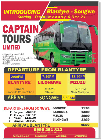 captain tours malawi contact number