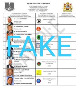 Fake Malawi presidential ballot paper sample in circulation - Malawi ...