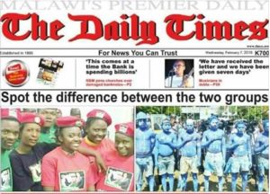 Malawi flagship newspaper frontpage triggers social media debate